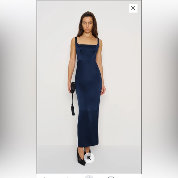 Reformation Dresses & Skirts - Reformation Deep Navy Satin Square-Neck Maxi Dress
